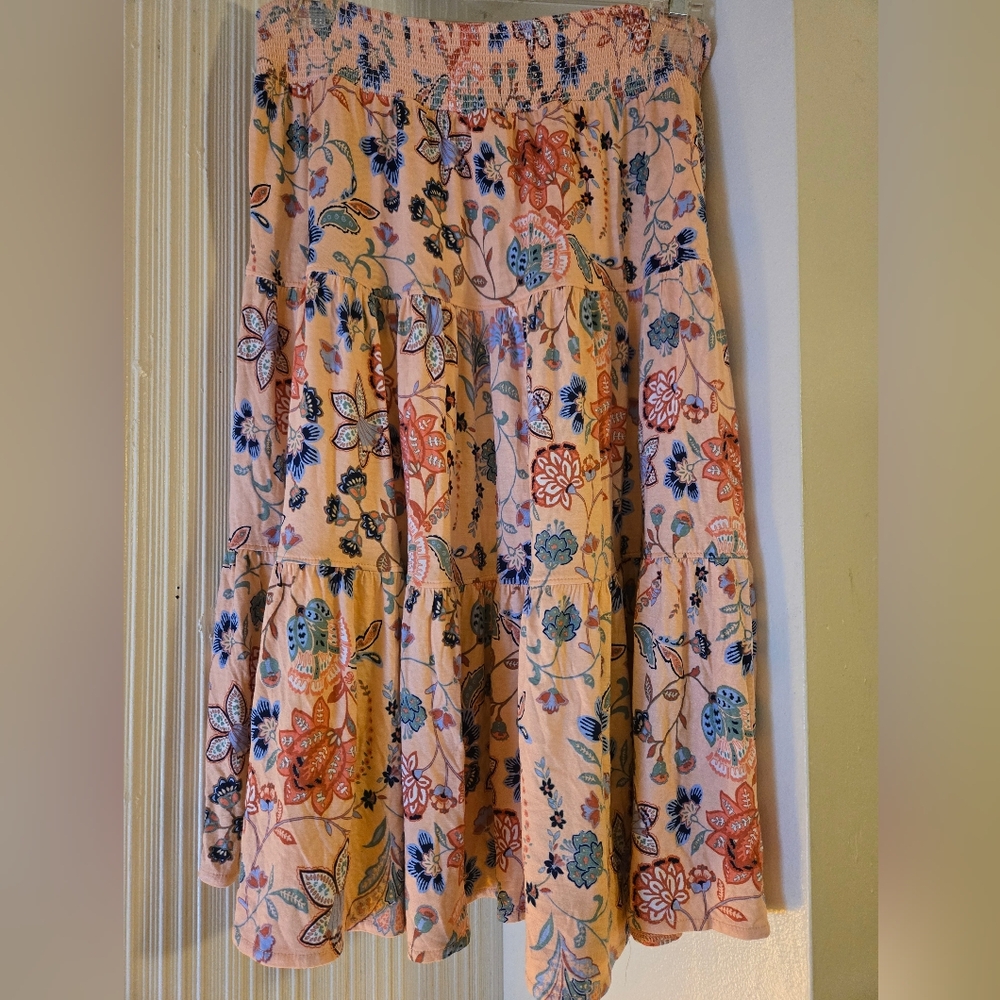 St. John's Bay Floral Knee Length Skirt in Pink and Blue